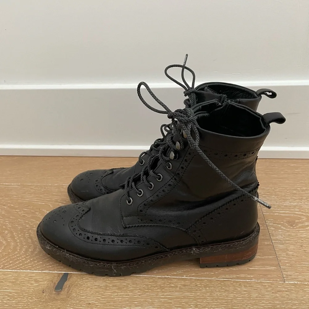 Dune London Black Leather Ankle Boots - Picture 1 of 6